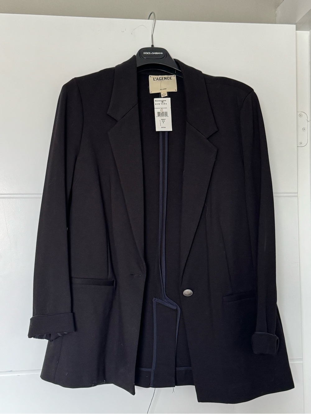 L'AGENCE Black Single-Button Notch Lapel Blazer